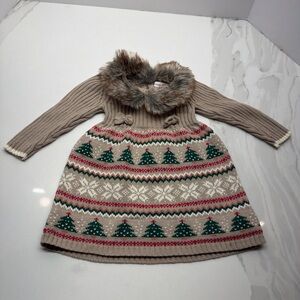 Tommy Bahama Beige Knit Sweater with Faux Fur Trim